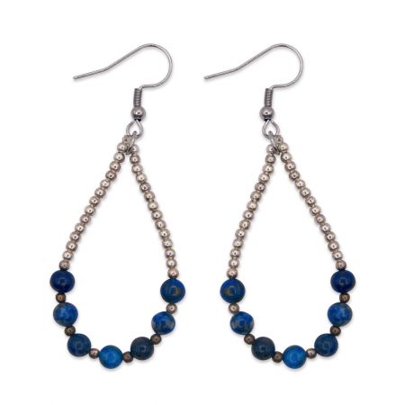 Boucles d'oreilles gouttes - 7 Lapis-lazulis bleus
