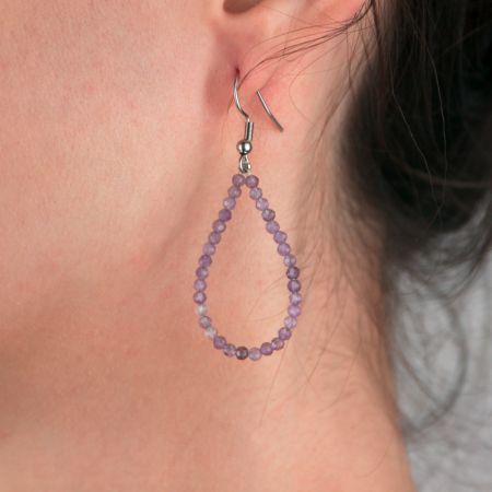 Boucles d'oreilles gouttes - Améthystes violettes facettées