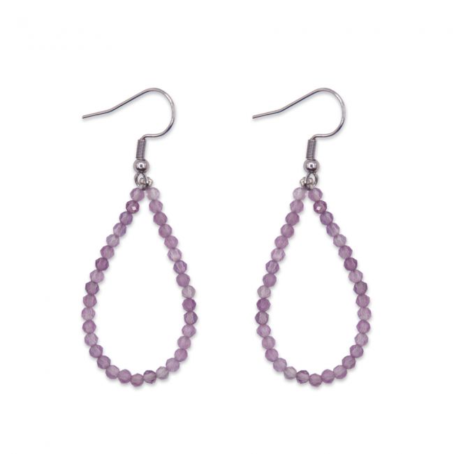 Boucles d'oreilles gouttes - Améthystes violettes facettées