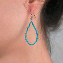 Boucles d'oreilles gouttes - Apatites bleues facettées