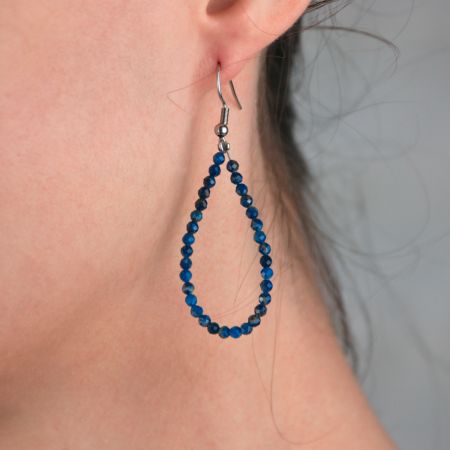 Boucles d'oreilles gouttes - Lapis-lazulis facettés bleus