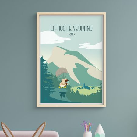 Affiche enfant montagne " La Roche Veyrand " - 30 x 42 cm