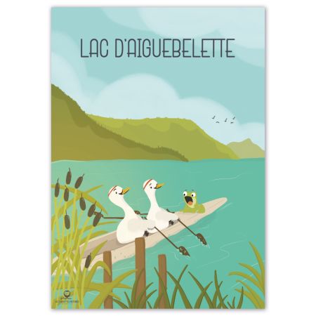 Affiche enfant paysage " Le lac d'Aiguebelette " - 30 x 42 cm