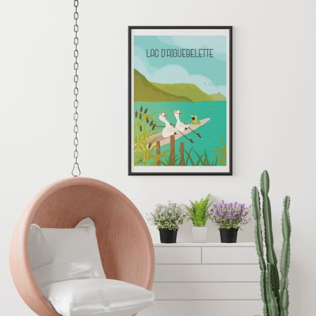Affiche enfant paysage " Le lac d'Aiguebelette " - 30 x 42 cm