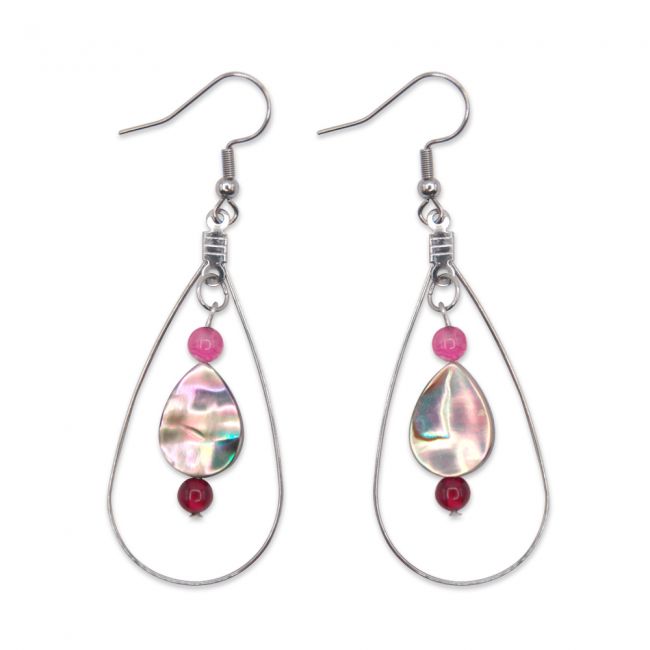 Boucles d'oreilles abalones - Agates roses - Nuances au choix