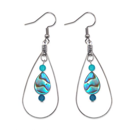 Boucles d'oreilles abalones - Agates bleues - Nuances au choix