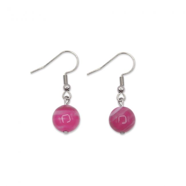 Boucles d'oreilles agate rose - Nuances au choix