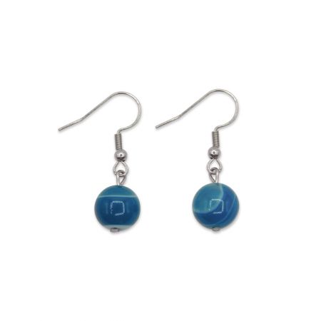 Boucles d'oreilles agate bleue - Nuances au choix