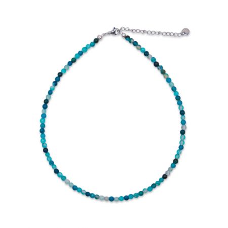 Collier de perles en agate - Bleu