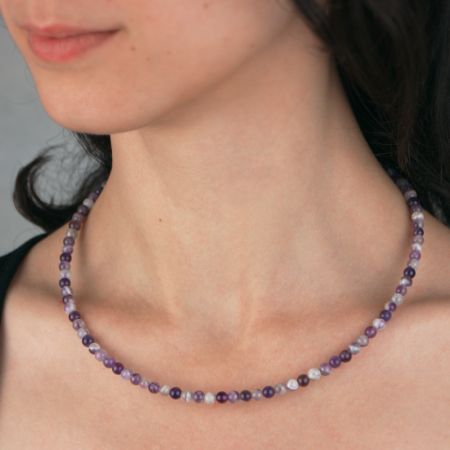 Collier de perles en améthyste - Violet