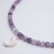 Collier de perles en améthyste avec lune en nacre - Violet