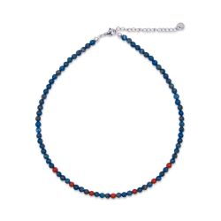 Collier de perles de lapis-lazuli et jaspe - Bleu et Rouge