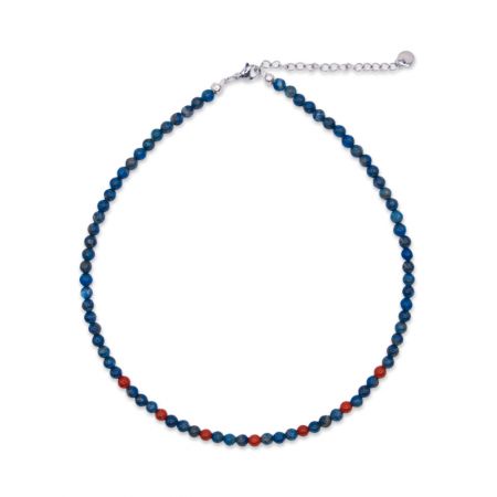 Collier de perles de lapis-lazuli et jaspe - Bleu et Rouge