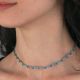 Collier ras de cou en soie tressée avec apatites fines facettées - Bleu clair