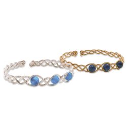 Bracelet tressé 3 agates bleues - Monture et nuances au choix