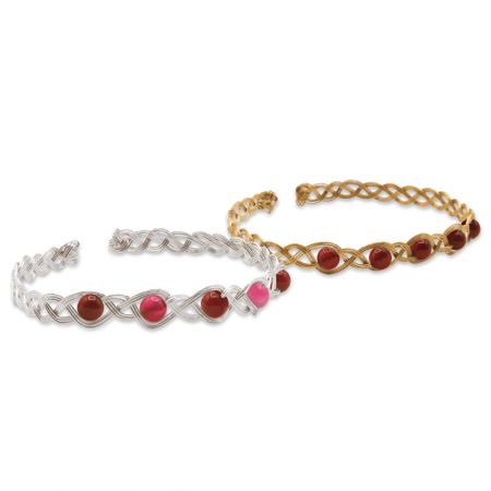 Bracelet tressé 5 agates roses - Monture et nuances au choix