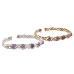 Bracelet tressé 5 améthystes violettes - Monture au choix