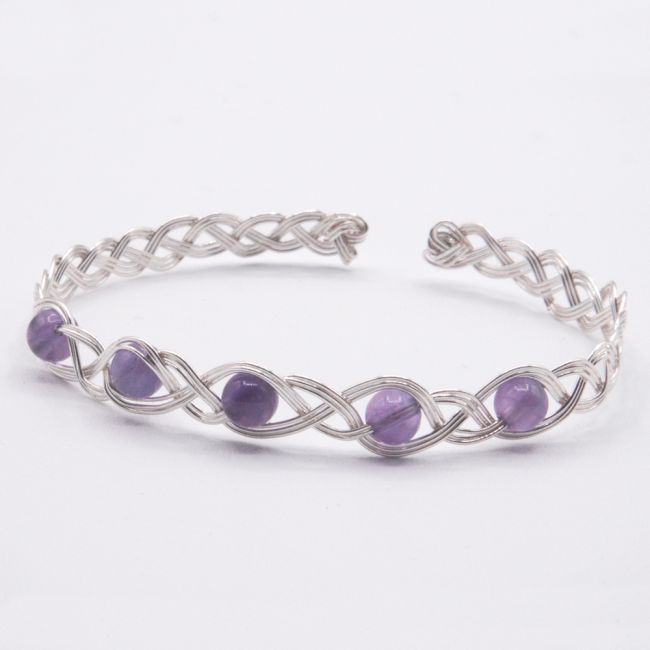 Bracelet tressé 5 améthystes violettes - Monture au choix