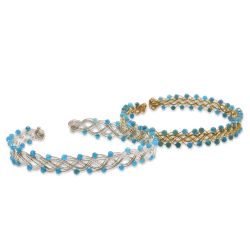 Bracelet tressé orné d'apatites bleues facettées - Monture au choix