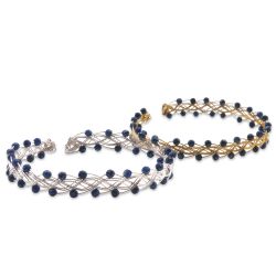 Bracelet tressé orné de lapis-lazulis facettés bleus - Monture au choix