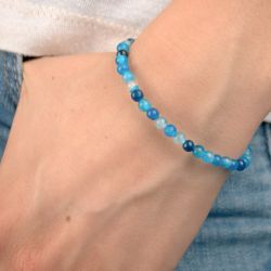 Bracelet de perles en agates - Bleu