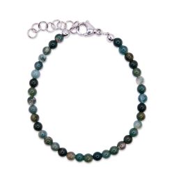 Bracelet de perles en agates mousse - Vert