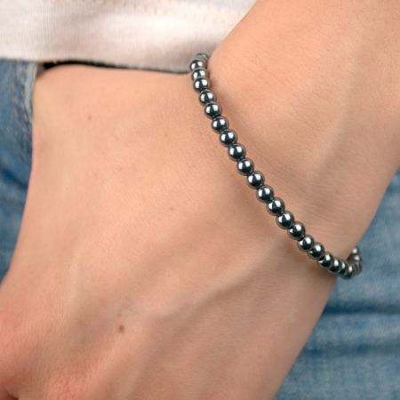 Bracelet de perles en hématites Gris