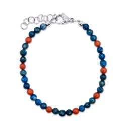 Bracelet de perles en lapis-lazulis et jaspes - Bleu et rouge