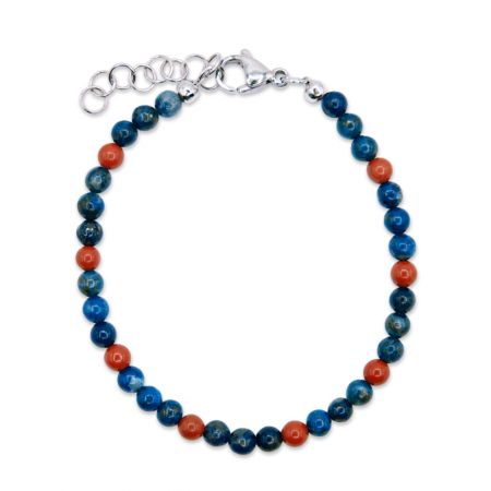 Bracelet de perles en lapis-lazulis et jaspes - Bleu et rouge