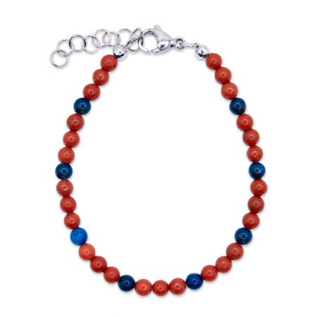 Bracelet de perles en jaspes et lapis-lazulis - Rouge et bleu