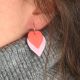 Boucles d'oreilles deux coeurs cuir et or "Love" - Corail et Rose