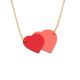 Collier deux coeurs cuir et or "Love" - Rouge et Corail