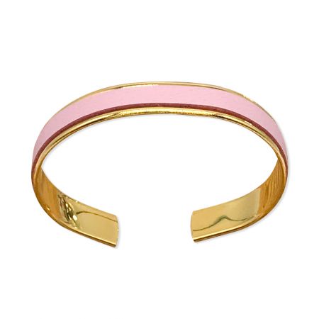 Bracelet or et cuir "Noa" Fin - Rose