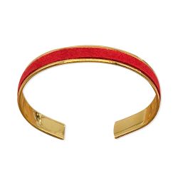 Bracelet or et cuir "Noa" Fin - Rouge