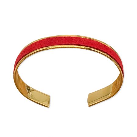 Bracelet or et cuir "Noa" Fin - Rouge