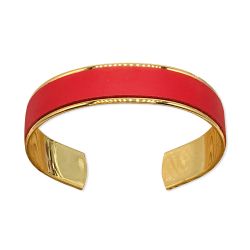 Bracelet or et cuir "Noa" Large - Rouge