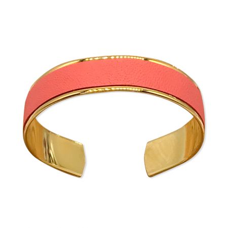 Bracelet or et cuir "Noa" Large - Corail