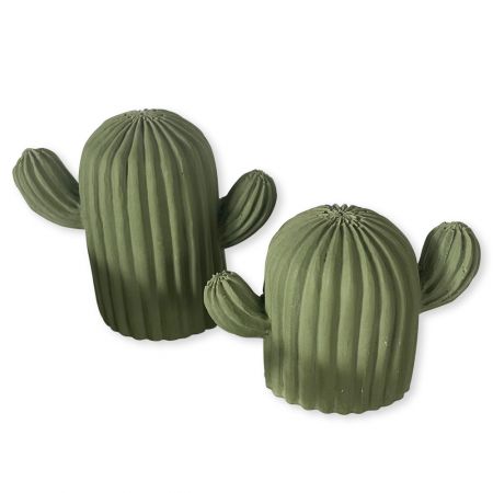 Cactus artisanaux en jesmonite - Lot de 2 - Coloris au choix
