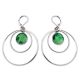 Boucles d'oreilles "anneaux" en marqueterie de paille argentées - Vert