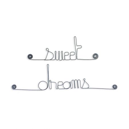 Message simple en fil de fer " Sweet dreams " - à punaiser - Bijoux de mur