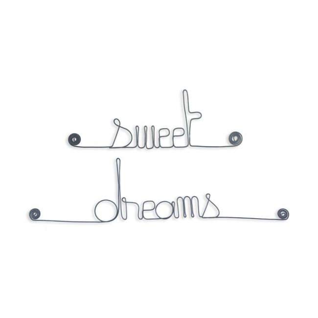 Message simple en fil de fer " Sweet dreams " - à punaiser - Bijoux de mur