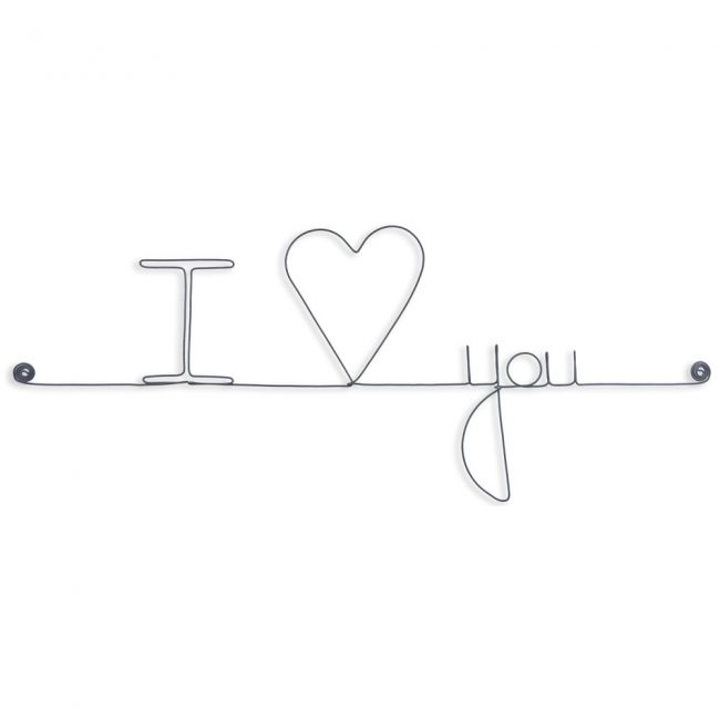 Message et forme en fil de fer "I love you (love en forme de cœur) " - à punaiser - Bijoux de mur