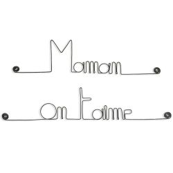 Message simple en fil de fer " Maman on t'aime " - à punaiser - Bijoux de mur