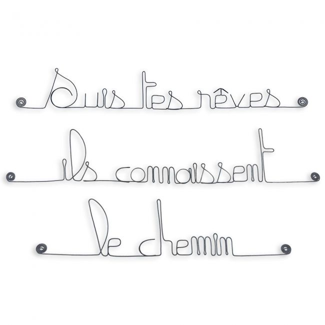 Citation en fil de fer " Suis tes rêves ils connaissent le chemin " - à punaiser - Bijoux de mur