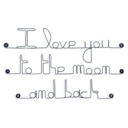 Citation en fil de fer " I love you to the moon and back " - à punaiser - Bijoux de mur