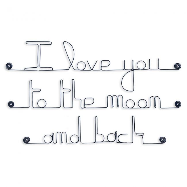 Citation en fil de fer " I love you to the moon and back " - à punaiser - Bijoux de mur